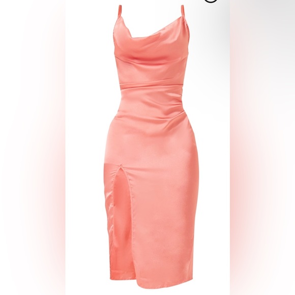 Pink Satin Bodycon Dress - Picture 2 of 2